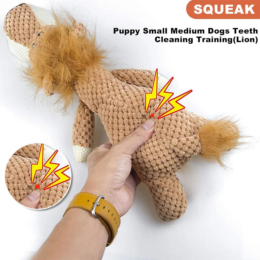1/3 Pcs Large Dog Toy Bite-Resistant Sound Plush Toy Lion Wolf Elephant Cartoon Pet Toy Squeaky Dog Toy For Small & Medium Dogs
