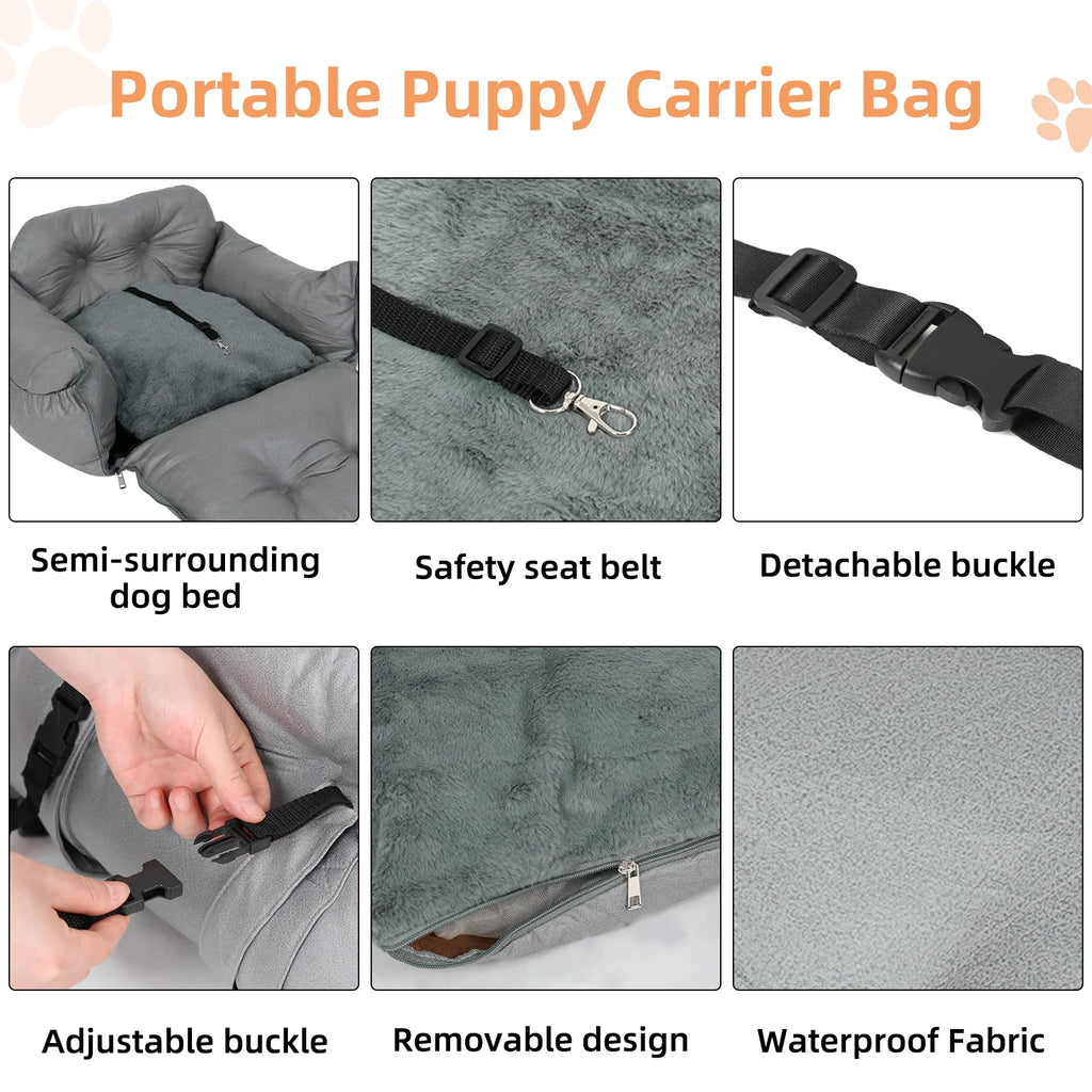 Dog Car Seat with Safety Belt Pet Animal Booster Nest Cushion Washable Dogs Cats Sofa Bedding Travel Mattress