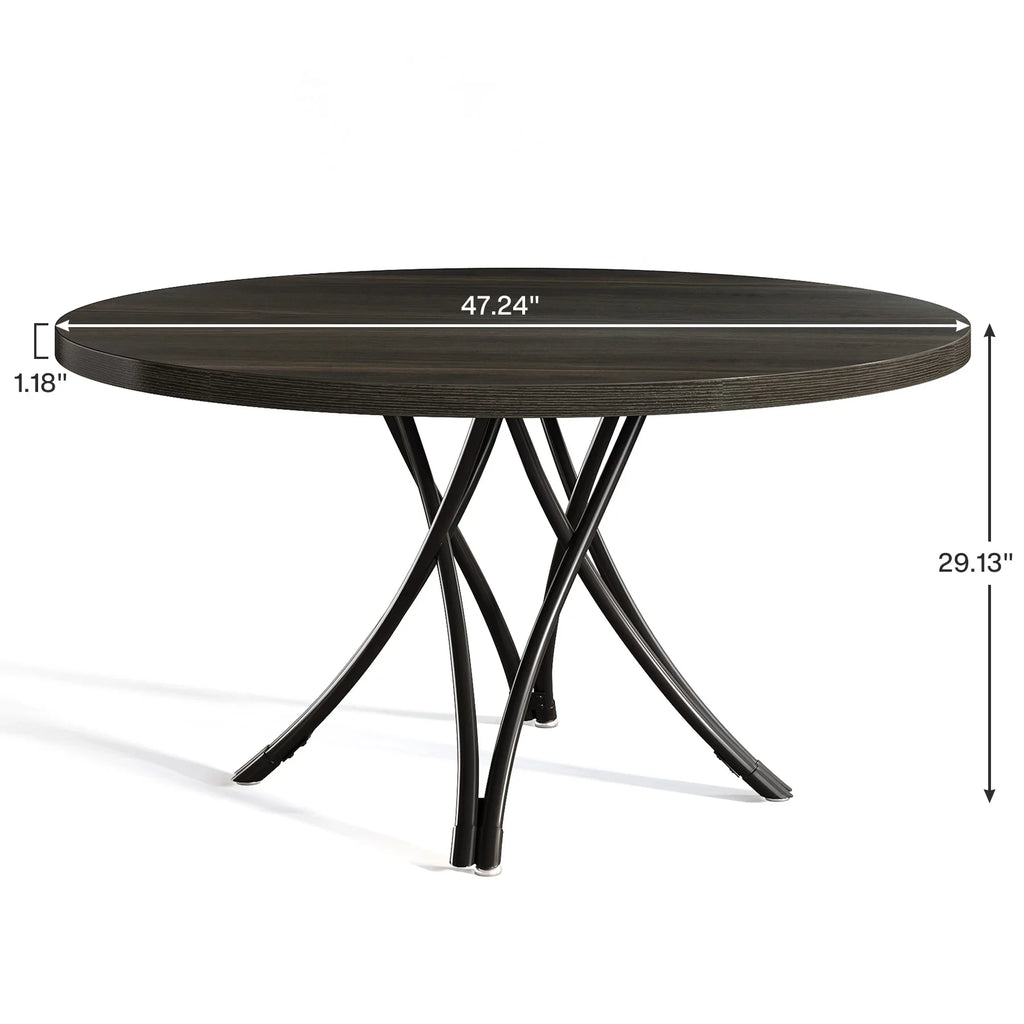 Tribesigns Round Dining Table for 4-6 People, 47-Inch Farmhouse Dinning Room Table Circle Kitchen Table, Industrial Dinner Table