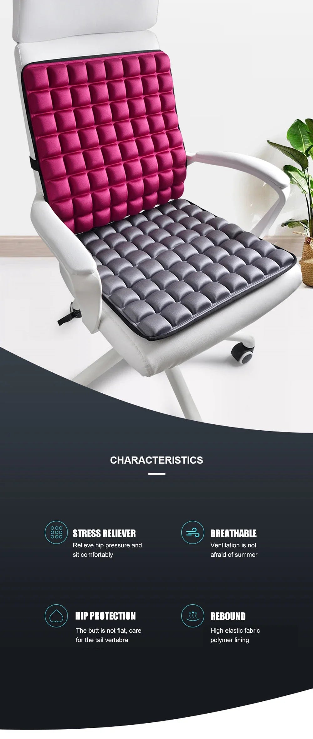 Air Cushion Portable Car Seat Office Chair Wheelchair Pad Anti Bedsore Orthopedics Pain Pressure Relief Cushion Camping Seat Mat