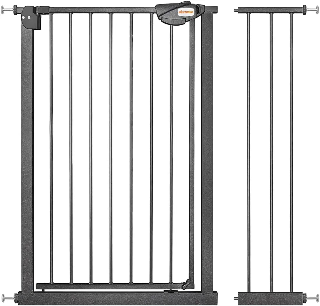 UBRAVOO Baby Gate for Doors and Stairs, Height 100 cm, Safety Pet Gate,  Automatic Closure, Triple Locking