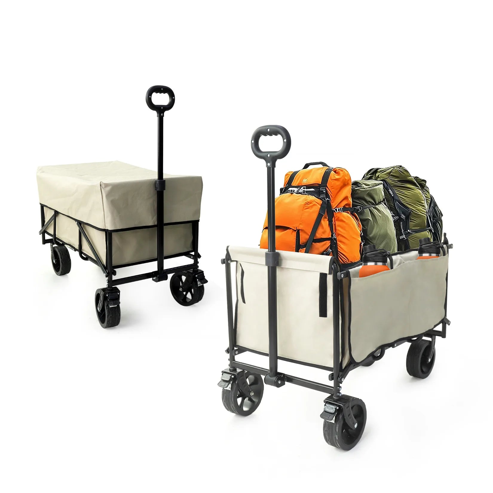 Camping Trolly Cart on Wheels 122L Folding Wagon Portable Beach Cart Collapsible for Outdoor Garden Picnic Shopping Fishing