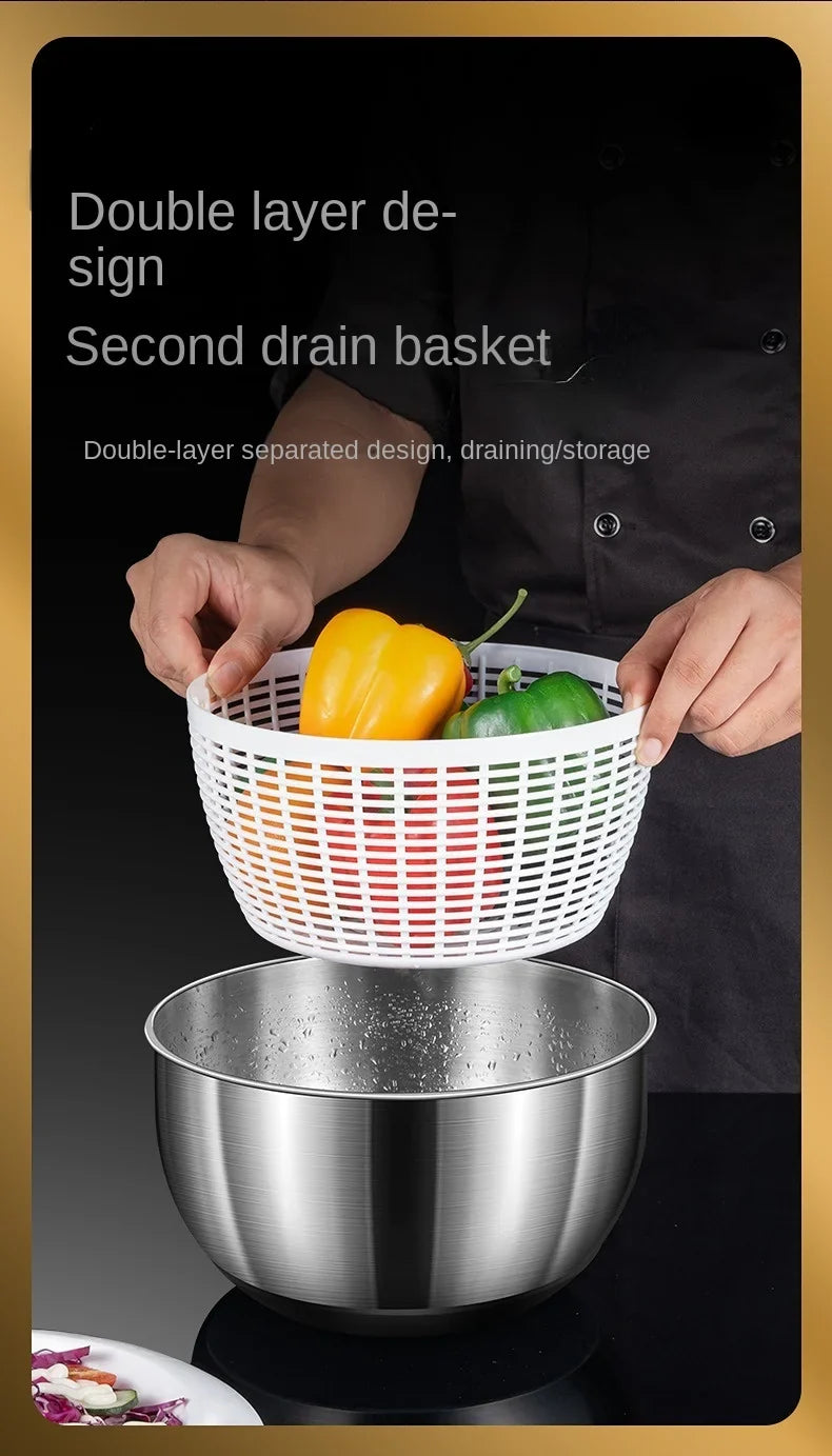 Stainless steel Vegetable Dehydrator Electric Cleanse Dryer Strainer Fruit and Vegetable Dry Wet Separation Dehydrator Kitchen