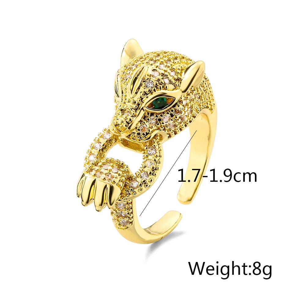 cmoonry 2024 Trendy Gold Color 5 Style Leopard Rings For Women Luxury AAA Cubic Zirconia Inlay Copper Jewelry