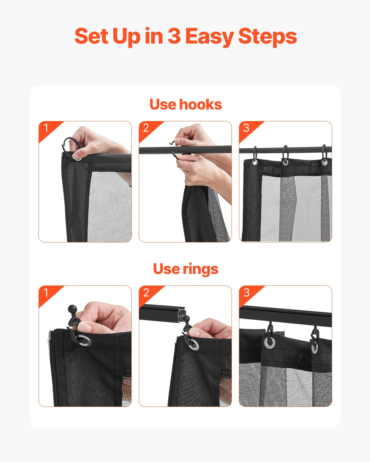 VEVOR Gazebo Netting Replacement Outdoor Garden Gazebo Net 4-Panel Sidewall Mesh Gazebo Curtain with Double Zipper for Garden