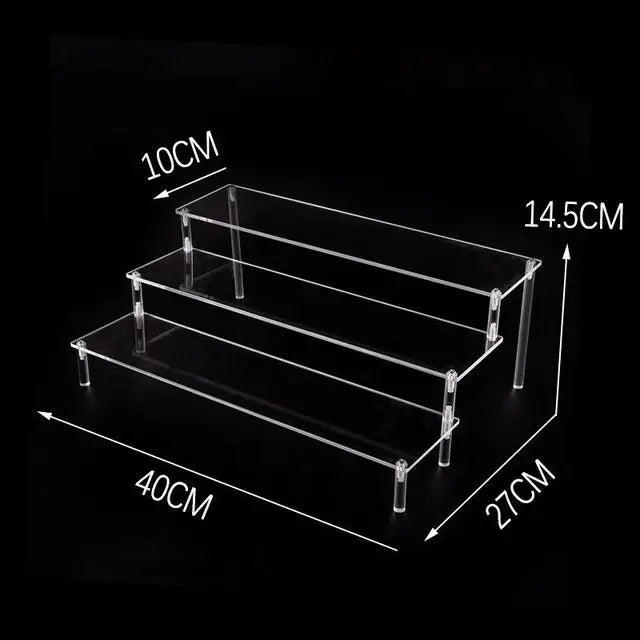 Acrylic Riser Display Stand Perfume Organizer Shelves for Amiibo Funko Figures Toys Cupcake Desserts Collection Cosmetic Jewelry