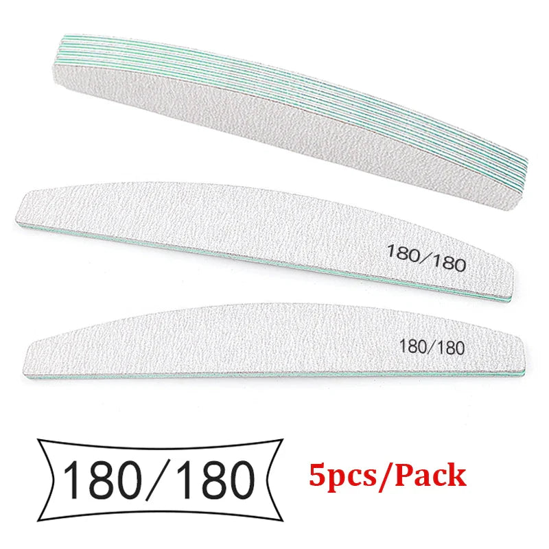 5/25Pcs/Lot Nail File Mix Color 80/100/150/180/240 Grit Professional Sandpaper Cuticle Remover Buffer Files Manicure Tool Set