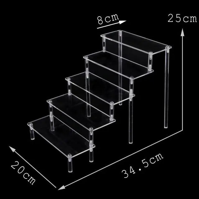 Acrylic Riser Display Stand Perfume Organizer Shelves for Amiibo Funko Figures Toys Cupcake Desserts Collection Cosmetic Jewelry