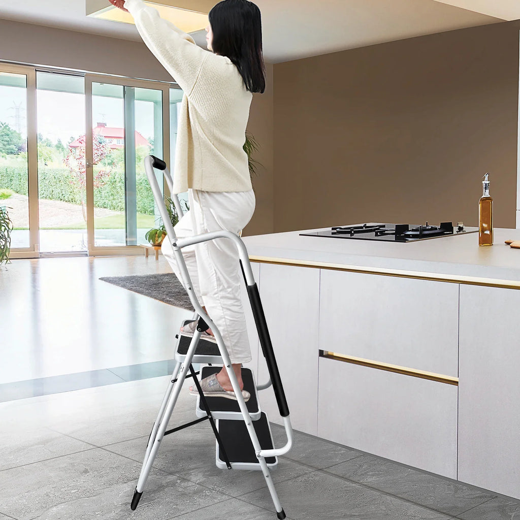DayPlus Safety Folding Step Stool 2-4 Step Ladder Portable Foldable Stepladder Anti Slip Feet  for Indoor Outdoor Home Office