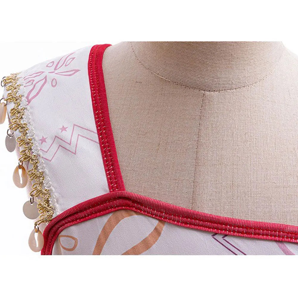 Disney New Movie Moana 2 Dress Christmas Girl Moana Princess Dress Cosplay Girls One-Shoulder Suspender Dress Accessories Set