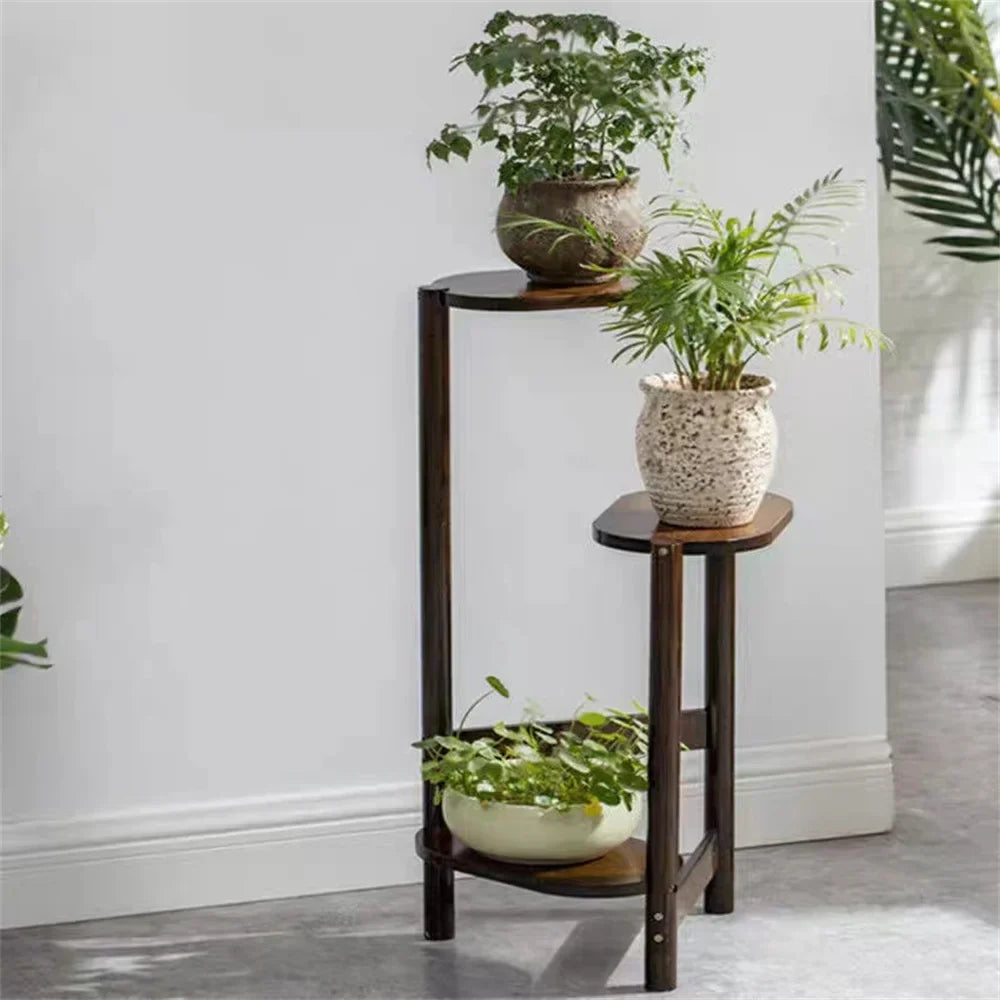 3 Tier Bamboo Corner Plant Stand - Indoor Flower Pot Shelf Display Holder for Home Garden