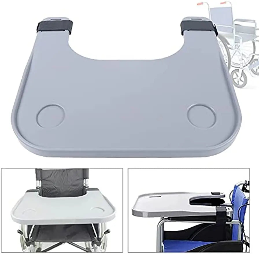 ABS Removable Wheelchair Tray Table w/2 Cup Holders Disabled Portable Lap Tray