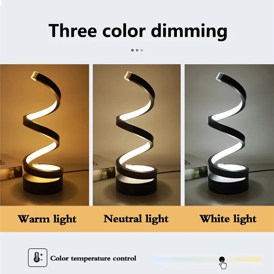 Table Lamps for Living Room,Modern Spiral Dimmable LED Table Lamp, Small Bedside Lamps, Nightstand Lamp for Bedroom Office Home