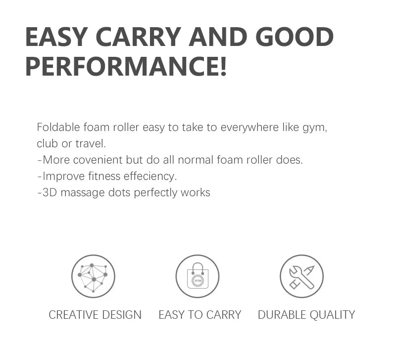 Folding Yoga Column Adjustable Pilates Foam Roller Portable Fitness Equipment Leg Back Muscle Massage and Relaxation