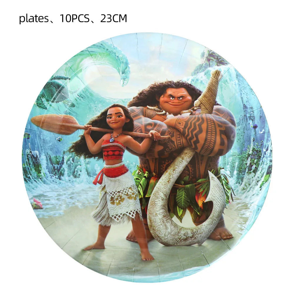 Disney Moana Birthday Decoration Tableware Cup Plate Backdrop Banner Kit Vaiana Moana Theme Happy Party Deco Balloons Supply Set