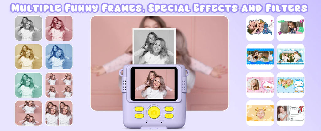 Gofunly Children's Instant Print Camera Thermal Printing Digital Camera 2.4" 1080P Camera Toy For 6-12 Years