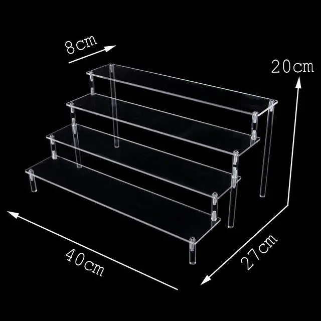 Acrylic Riser Display Stand Perfume Organizer Shelves for Amiibo Funko Figures Toys Cupcake Desserts Collection Cosmetic Jewelry