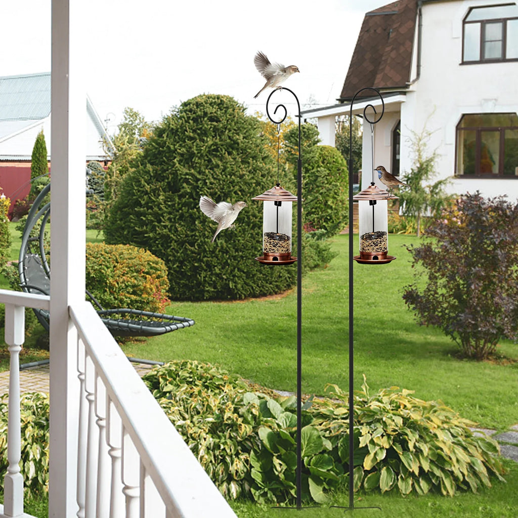 Tall Shepherd Crook Hooks, Metal Border Hook, 3 Section Stitching Pipe Stand, Detachable Bird Feeder Pole, Garden Hanger, 2Pcs
