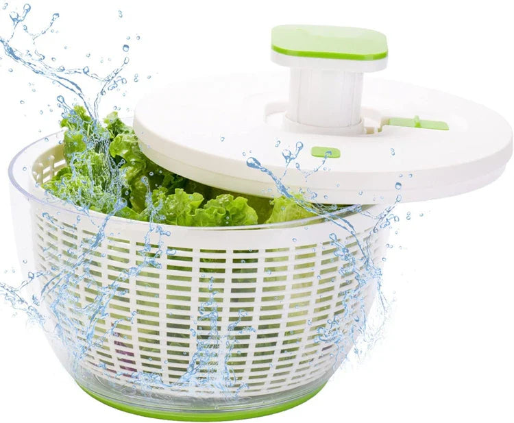 LMETJMA QuickPush Salad Spinner Large 6.3QT Vegetable Washer Dryer Strainer Drainer with Drain Salad Bowl and Colander JT400