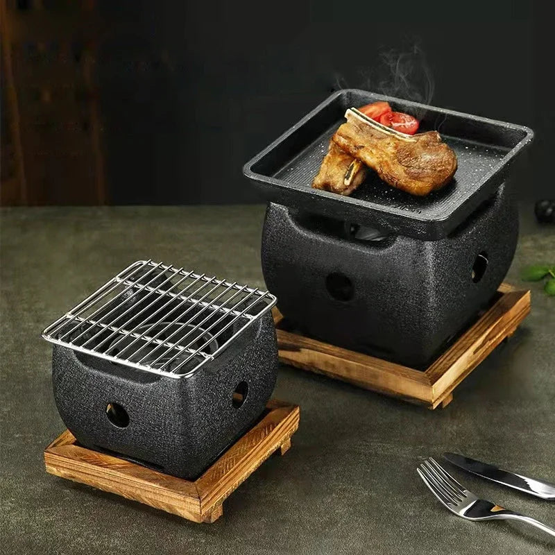 Aluminum alloy tea cooker Small oven Korean style cast iron barbecue dish portable grill korean bbq Japanese charcoal grill