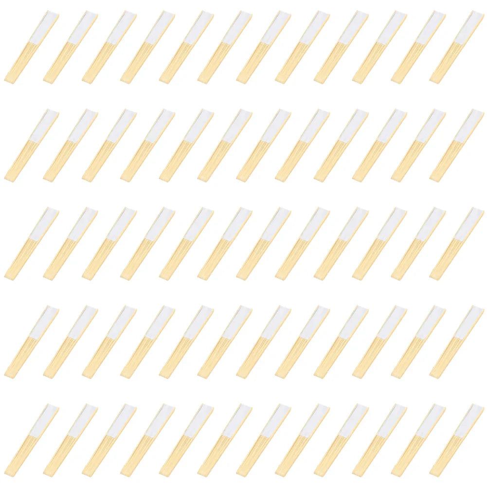 100-1PCS Hand Held Paper Fans Blank White Bamboo Folding Fans for Wedding Gift Party Dance DIY Decoration Personalised Fan