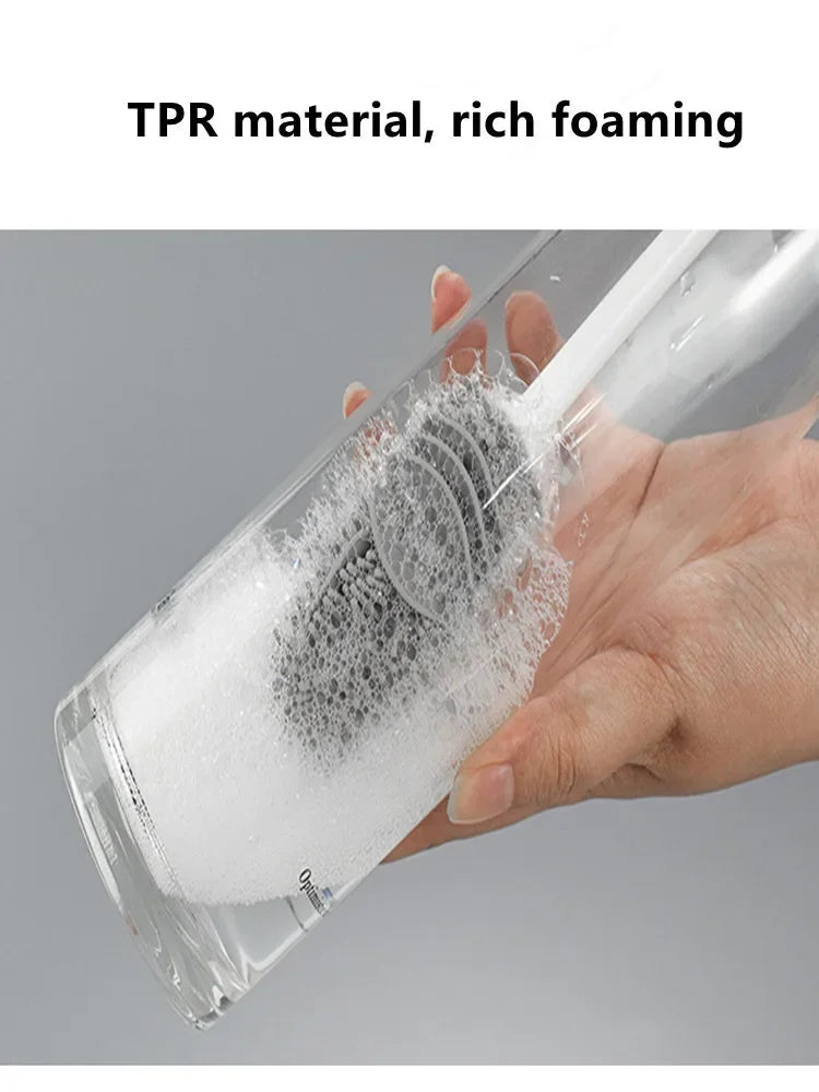 Hot Silicone Cup Brush Long Handle Milk Bottle Cleaning Brush  Water Bottles Glass Cup Cleaner Scrubber Kitchen Cleaning Tools