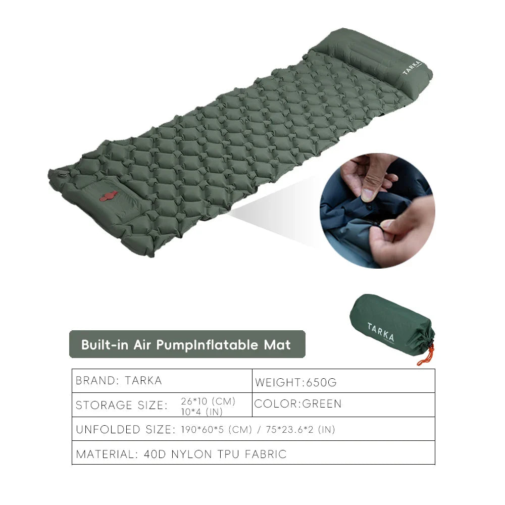 TARKA Inflatable Camping Mats Air Cushion With Pillow Outdoor Tourist Sleeping Pad Self-Inflating   Mattress For Hiking Climbing