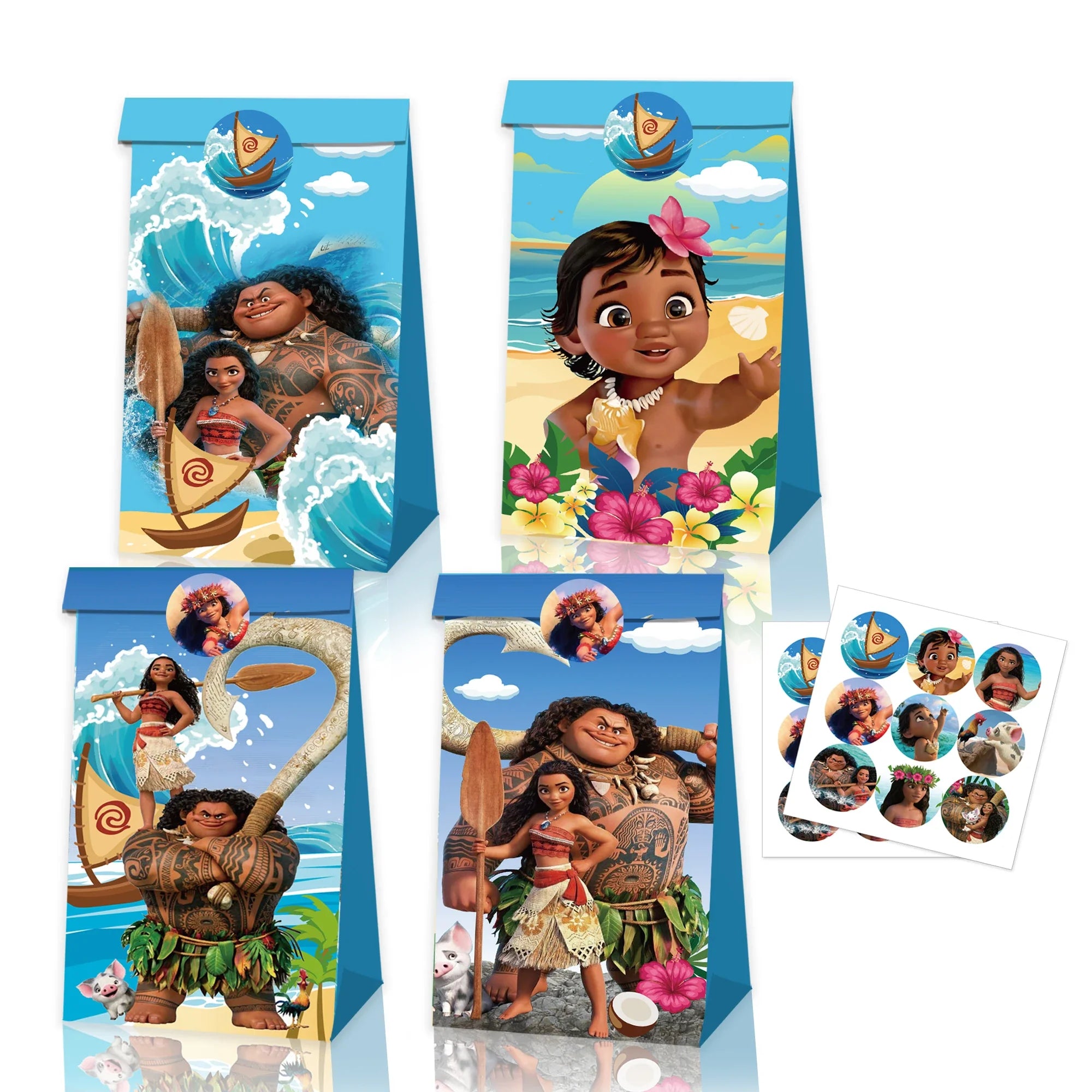 Oceania Vaiana Moana Gift Bags Goodie Bags Candy Sweet Loot Bag Moana Maui Birthday Party Favors Paper Bag Baby Shower
