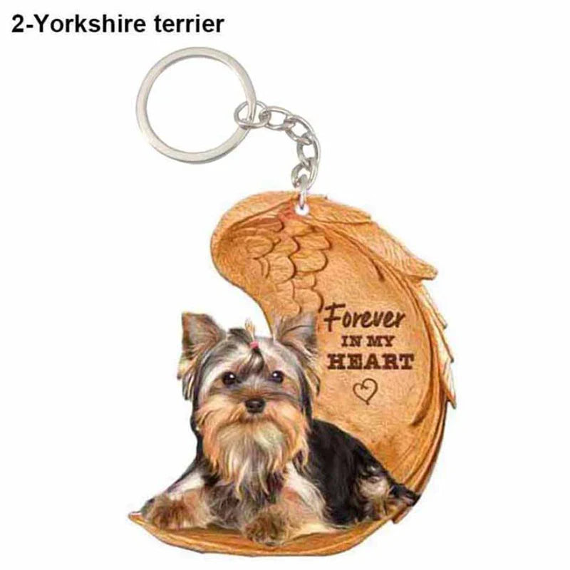 Dog Memorial Keychain - Forever In My Heart Angel Pendant Pet Jewelry Gift