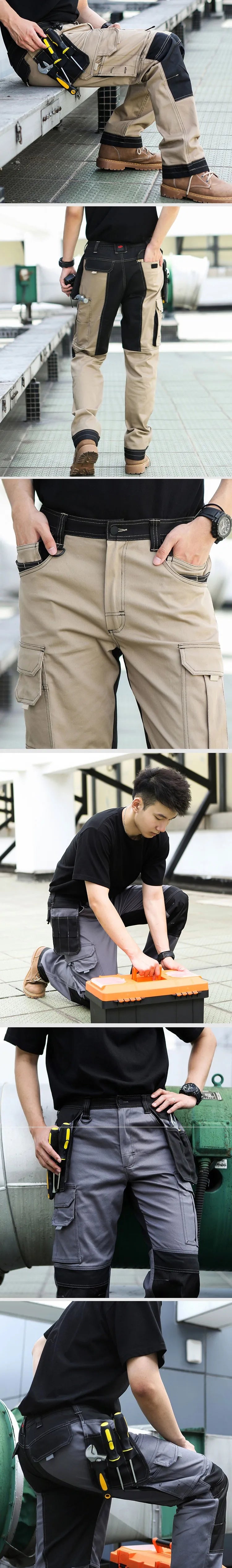 Cargo Pants Men Workwear Multi-Pocket Outdoor Hiking Joggers Pants Work Trousers Men with Wear resistant multi pocket Knee Pads