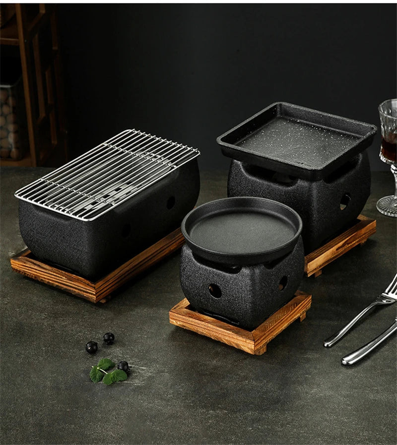 Aluminum alloy tea cooker Small oven Korean style cast iron barbecue dish portable grill korean bbq Japanese charcoal grill