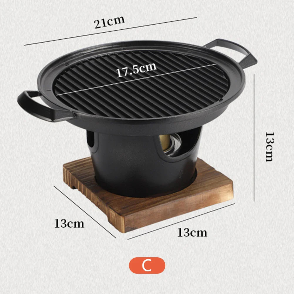 Mini BBQ Alcohol Stove Barbecue Grill Japanese One Person Cooking Oven Detachable Outdoor BBQ Plate Roasting Meat Tools