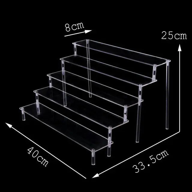 Acrylic Riser Display Stand Perfume Organizer Shelves for Amiibo Funko Figures Toys Cupcake Desserts Collection Cosmetic Jewelry