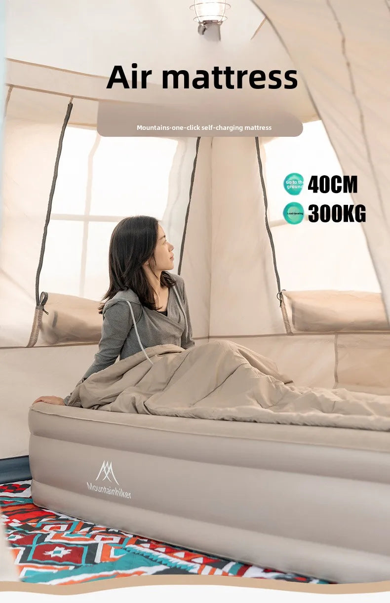 MOUNTAINHIKER 2025 Interior Air Mattress Glamping Mats PVC Inflatable Sleeping Mattress 1/3 Person Camping Bed Mat Built-in Pump