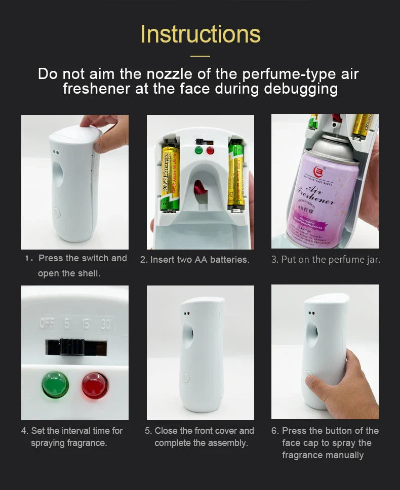Aerosol Dispenser Air Freshener Fragrance Aerosol Spray Dispenser Car Household Wall-mounted Automatic Adjustable Aroma Diffuser