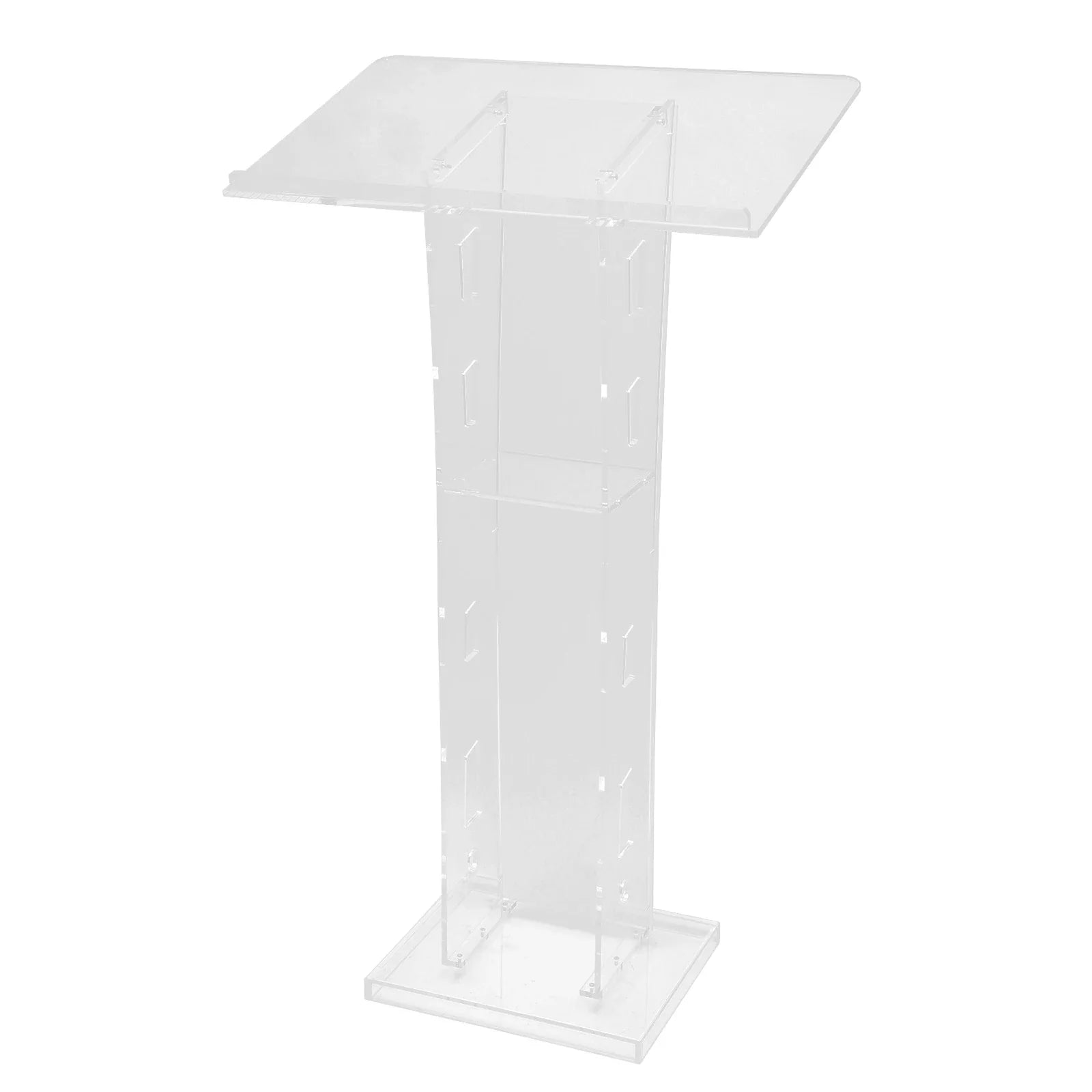 Acrylic Podium Floor Standing Clear Lecterns W/ Storage Shelf School Stand Desk Church Pulpit Office Lecture Table 43in H