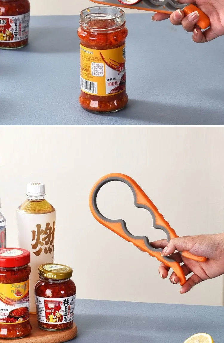 Four-in-One Bottle Opener Kitchen Multi-Functional Can Openers Cans Bottle Opener Non-Slip Labor-Saving Twist Bottle Lid Opener