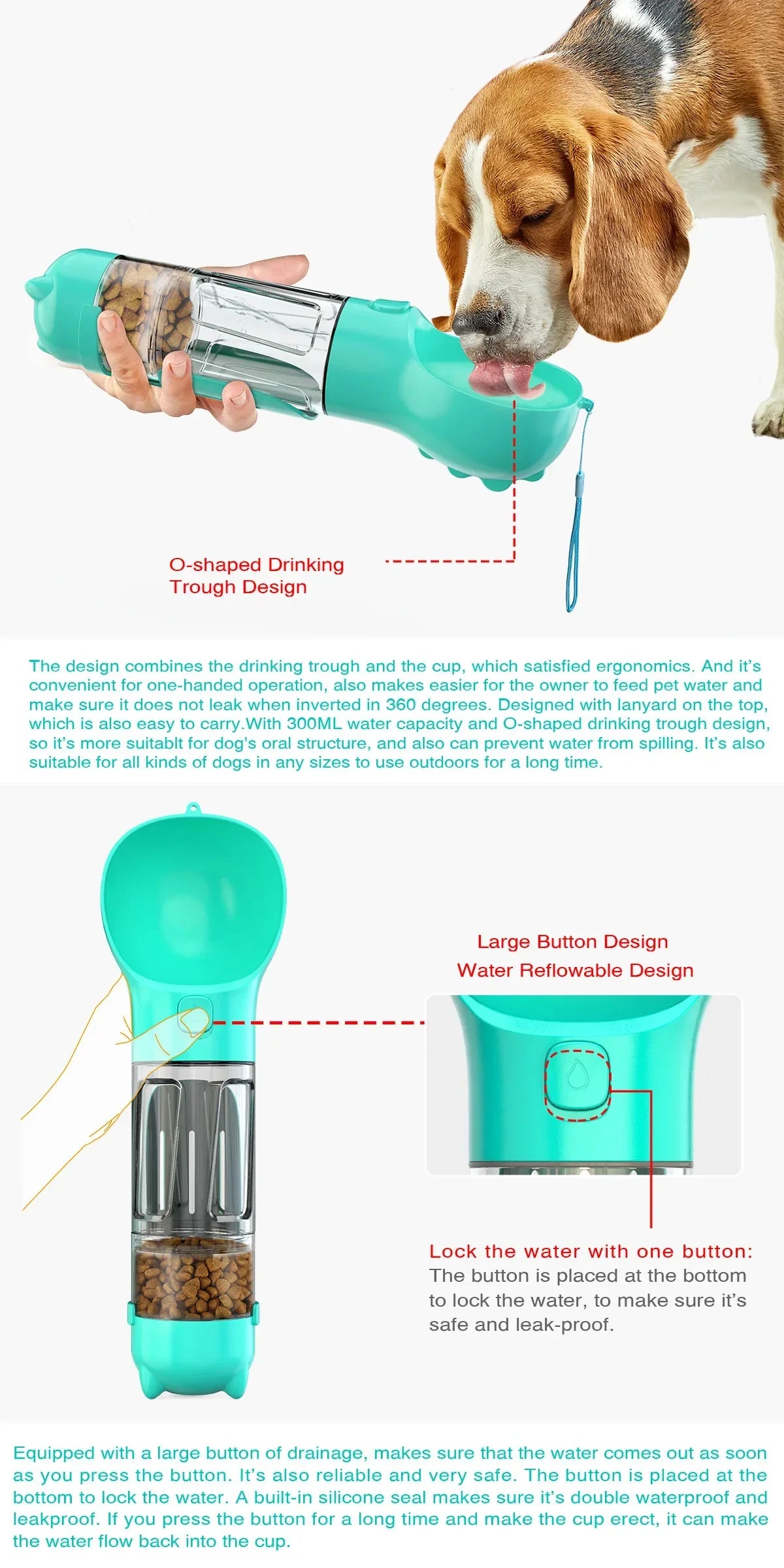 Portable Pet Dog Water Bottle For Small Large Dogs Travel Puppy Cat Drinking Bowl Outdoor Pet Water Dispenser Feeder wiht shovel