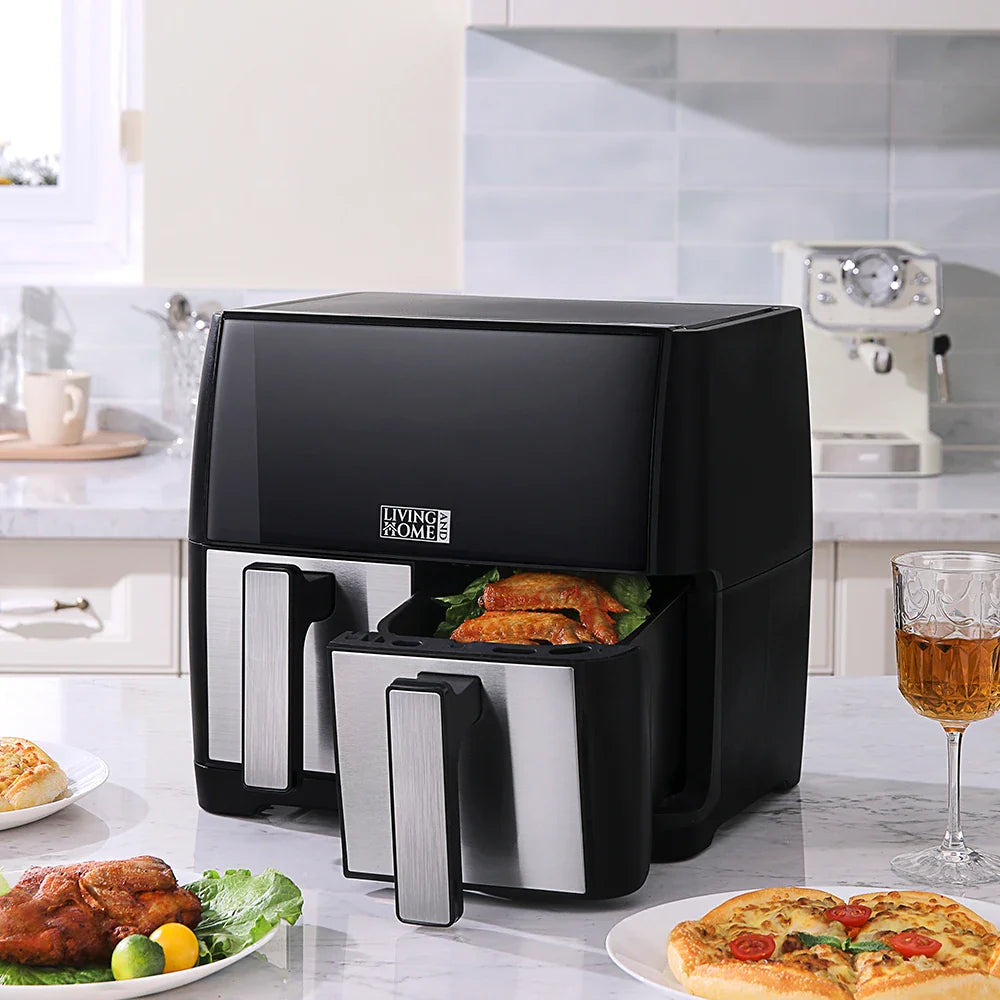 KOMORE 8L 1700W Touch Screen Dual Basket Air Fryer 80°C-200°C Adjustable Temperature & 30min Timer Setting &Automatic Shutoff