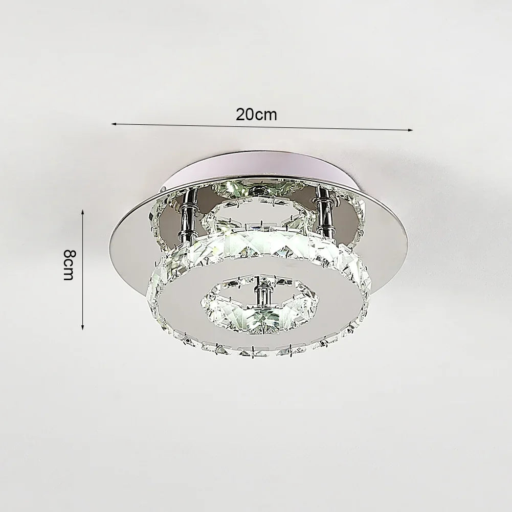KOMORE Modern Small Crystal LED Ceiling Light, Square / Round for Office, Living Room, Bedroom, Kitchen, Hallway