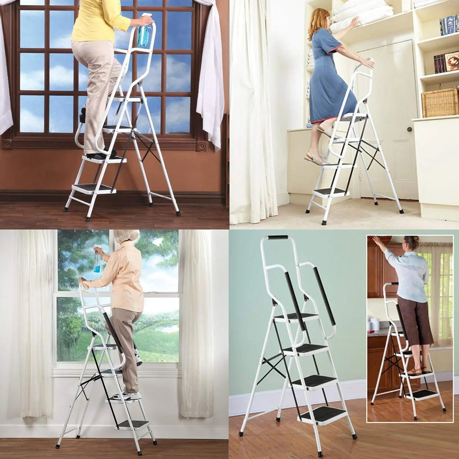 DayPlus Safety Folding Step Stool 2-4 Step Ladder Portable Foldable Stepladder Anti Slip Feet  for Indoor Outdoor Home Office