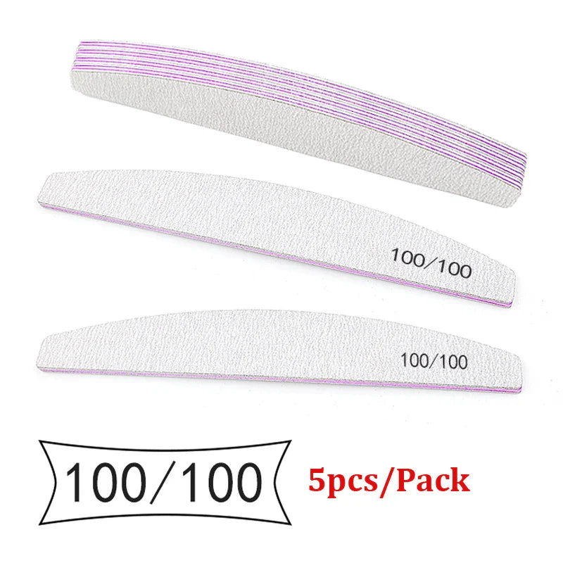 5/25Pcs/Lot Nail File Mix Color 80/100/150/180/240 Grit Professional Sandpaper Cuticle Remover Buffer Files Manicure Tool Set