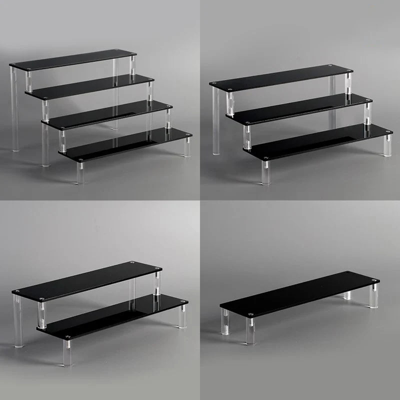 Acrylic Riser Display Stand Perfume Organizer Shelves for Amiibo Funko Figures Toys Cupcake Desserts Collection Cosmetic Jewelry