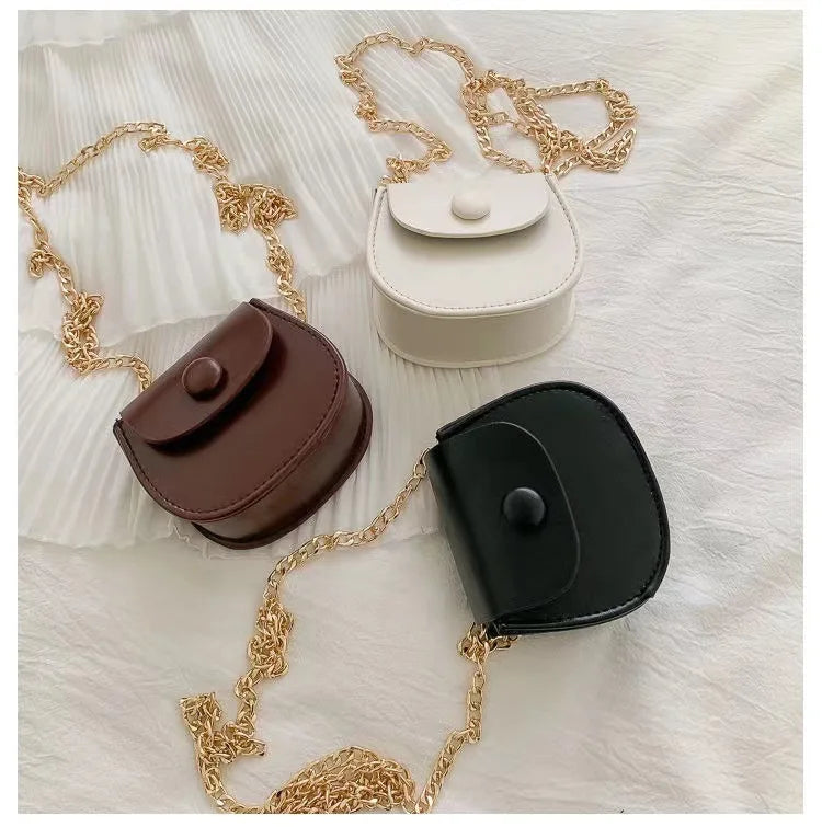 Fashion Kids Children PU Leather Shoulder Bag Lovely Baby Girls Mini Chain Coin Purse Cute Princess Crossbody Bags Small Wallet