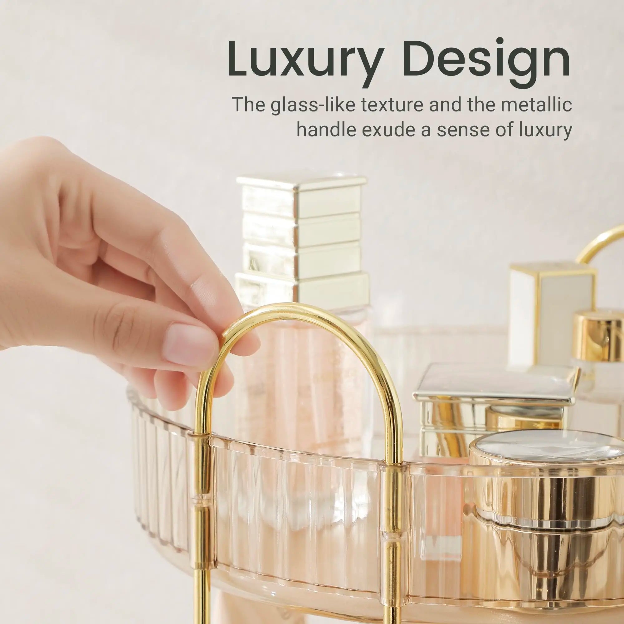 Rotating Makeup Organizer for Vanity Make Up Storage Box for Bathroom Counter Clear Cosmetic Toiletry Dresser Spinning Holder