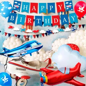 Airplane Birthday Party Decorations,167pcs decorations&Airplane Party Tableware set-Airplane Plates Napkins Cups TableCloth etc