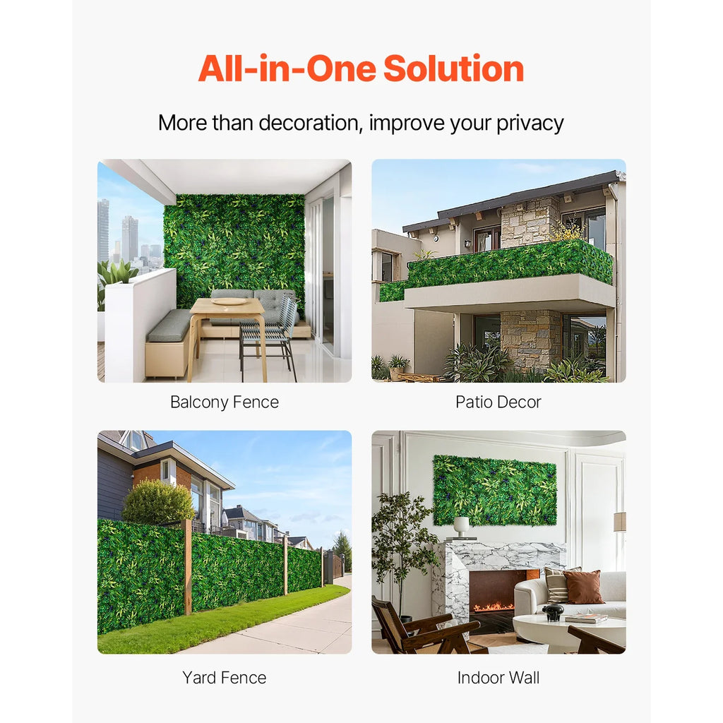 VEVOR Artificial Grass Wall Panels 3D Combination Greenery Boxwood  Panel for Privacy Backdrop Wall Hedge Screen for Garden