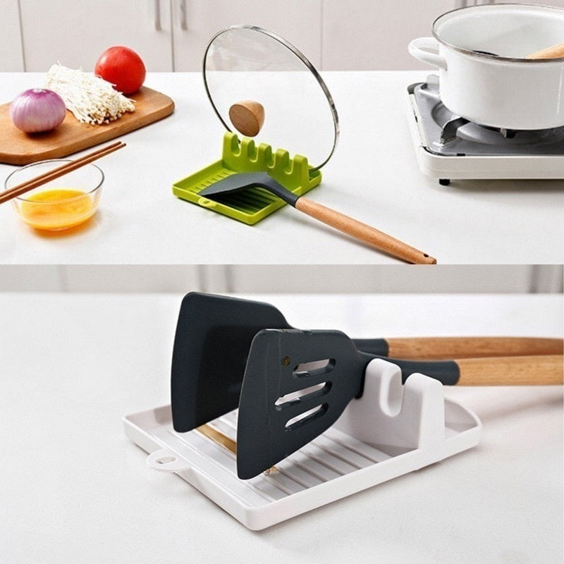 Kitchen Spoon Holders Fork Spatula Rack Shelf Organizer Plastic Chopsticks Holder Non-slip Spoons Pad