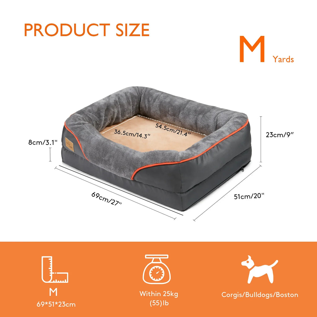 Jumbo Large Orthopedic Dog Bed Memory Foam Quilted Bolstered Pet Sofa Couch Elevated Cushion Warm Waterproof Mattress