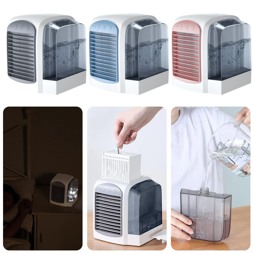 3-in-1 Summer Water-Cooled Fan Mini Air Cooler Humidifier Home Air Conditioner Desktop Fan Detachable Air Cooler Electric Fans